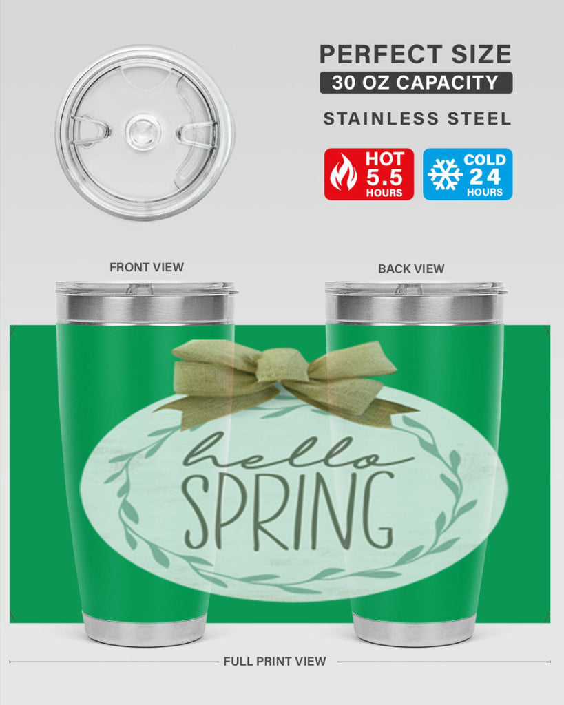 Hello Spring Wreath leaves Mockup209#- spring- Tumbler