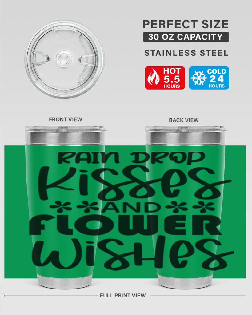 Rain drop kisses and flower 398#- spring- Tumbler