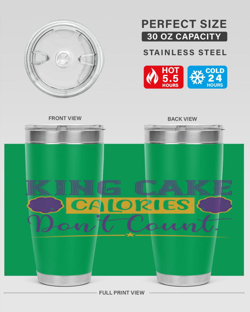 king cake calories dont count 54#- mardi gras- Tumbler