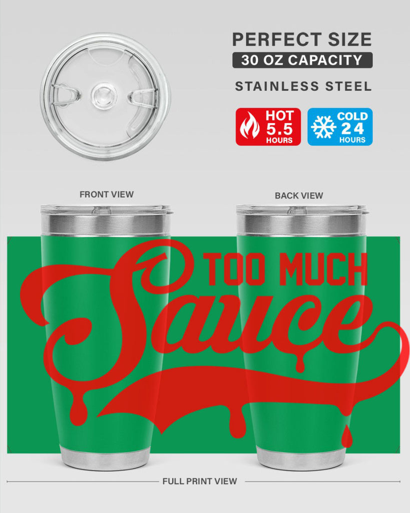 too much sauce 18#- black words phrases- Cotton Tank