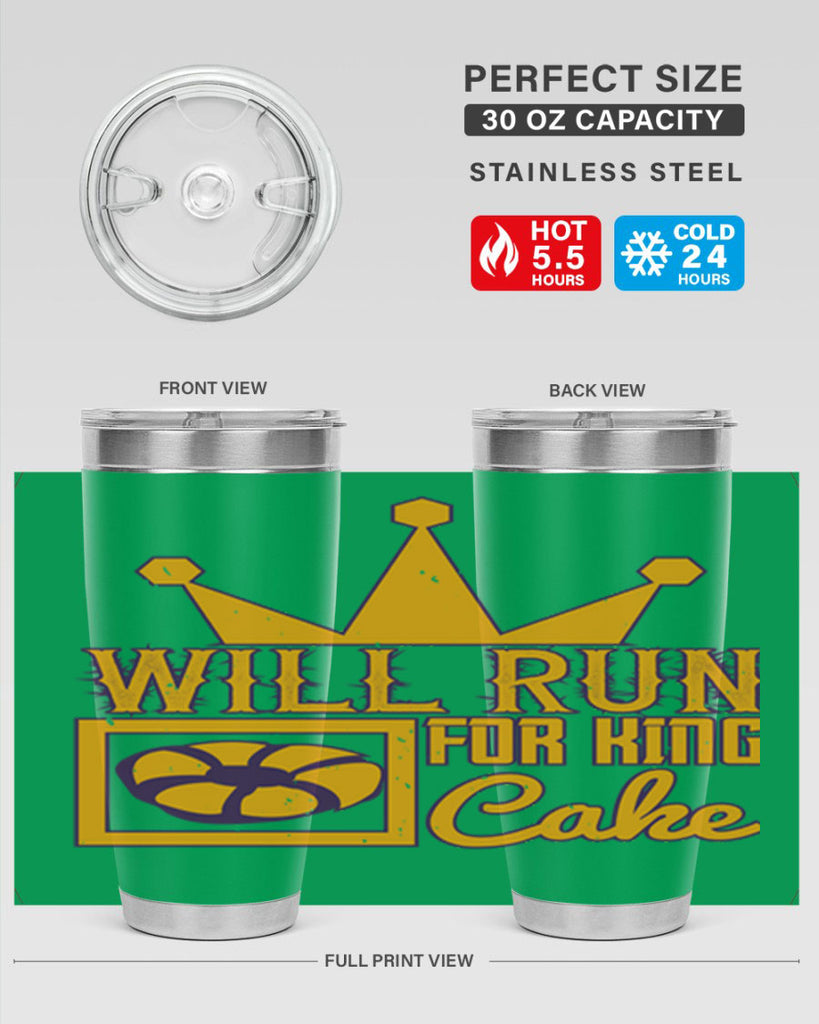 will run for king cake 28#- mardi gras- Tumbler