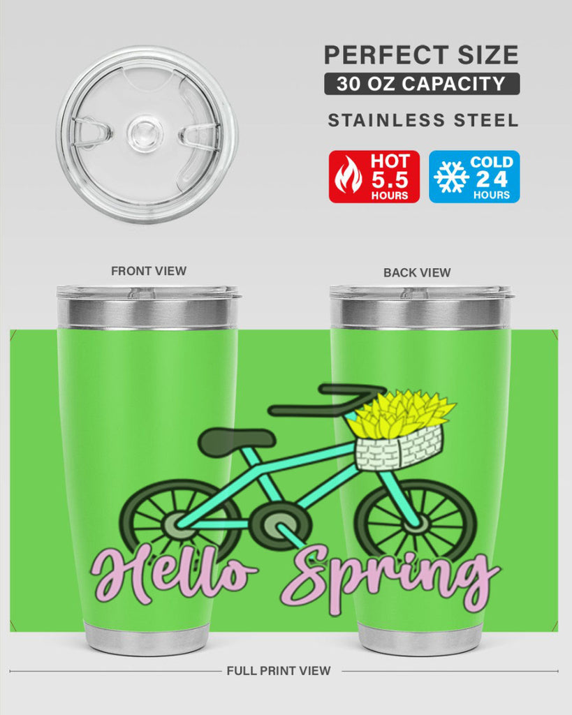 Hello Spring Bicycle with flowers189#- spring- Tumbler