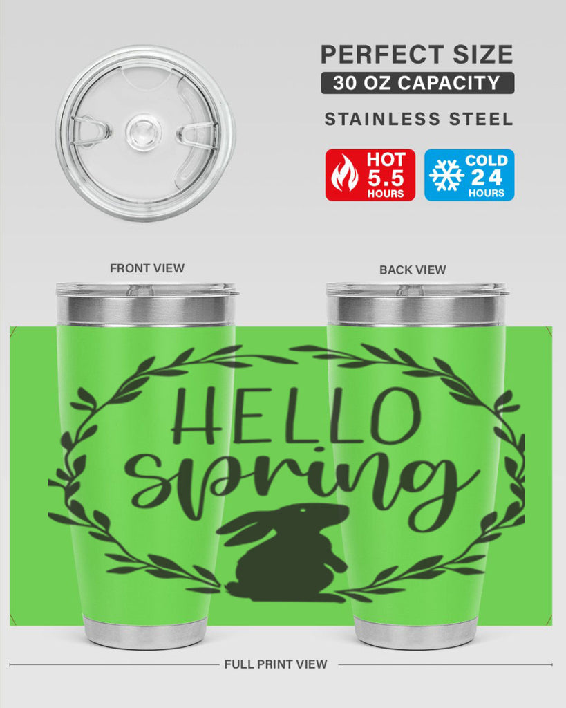 Hello Spring Bunny Wreath192#- spring- Tumbler