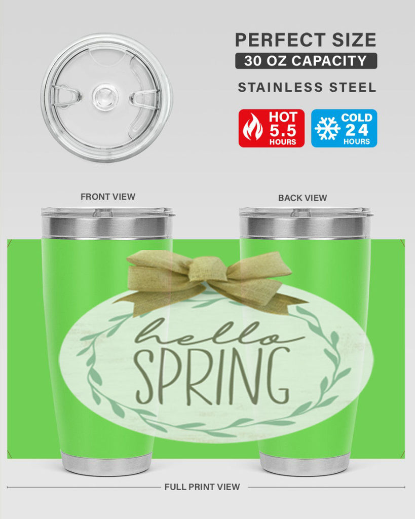 Hello Spring Wreath leaves Mockup209#- spring- Tumbler