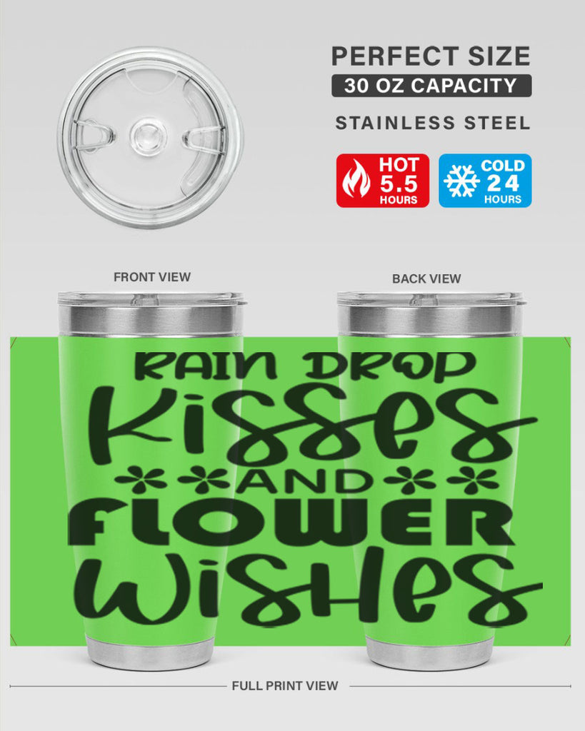 Rain drop kisses and flower 398#- spring- Tumbler