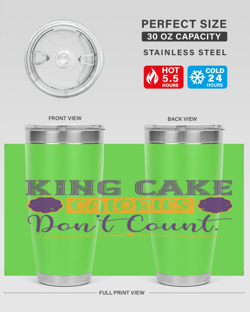 king cake calories dont count 54#- mardi gras- Tumbler