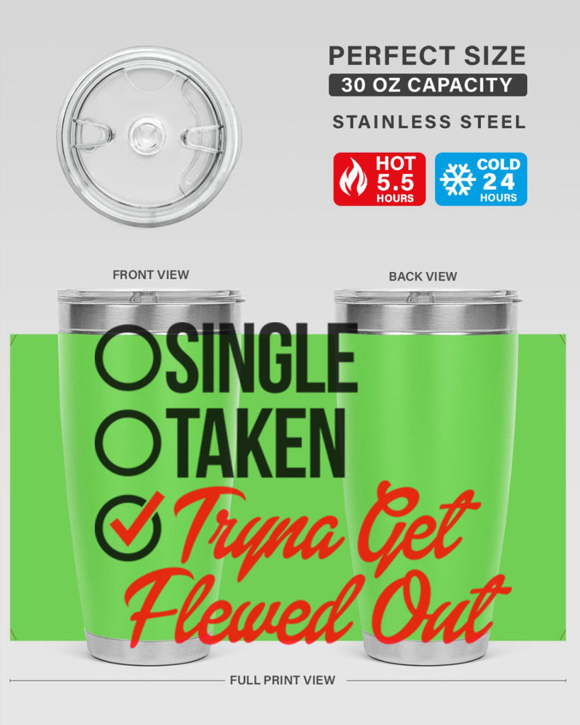 single taken tryna get flewed out 36#- black words phrases- Cotton Tank