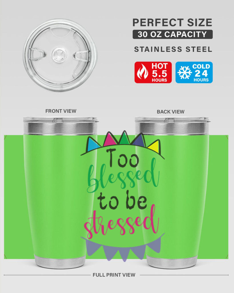 too blessed to be stressed- black words phrases- Cotton Tank