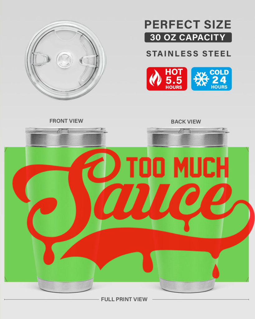 too much sauce 18#- black words phrases- Cotton Tank