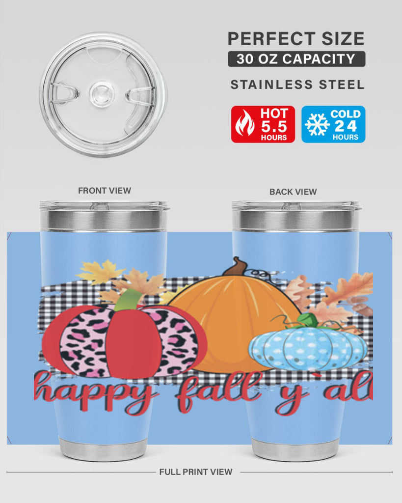 Happy Fall Yall Leopard 229#- fall- Tumbler