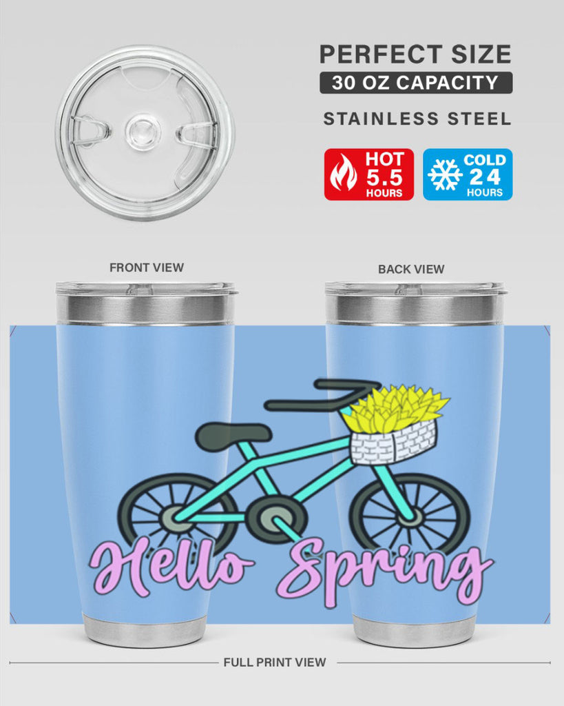 Hello Spring Bicycle with flowers189#- spring- Tumbler