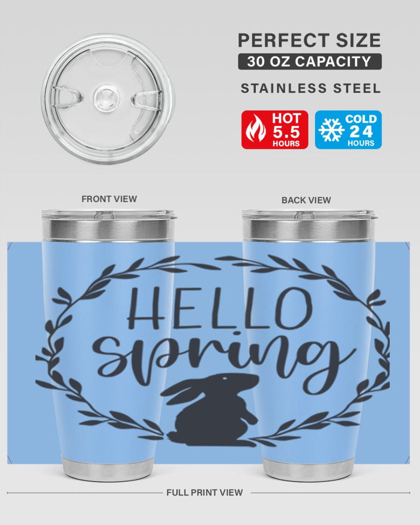 Hello Spring Bunny Wreath192#- spring- Tumbler