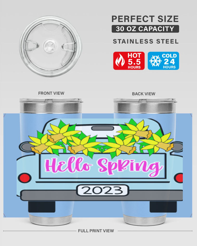 Hello Spring Farm truck with daffodils196#- spring- Tumbler