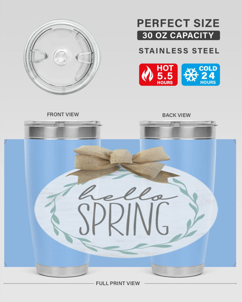 Hello Spring Wreath leaves Mockup209#- spring- Tumbler