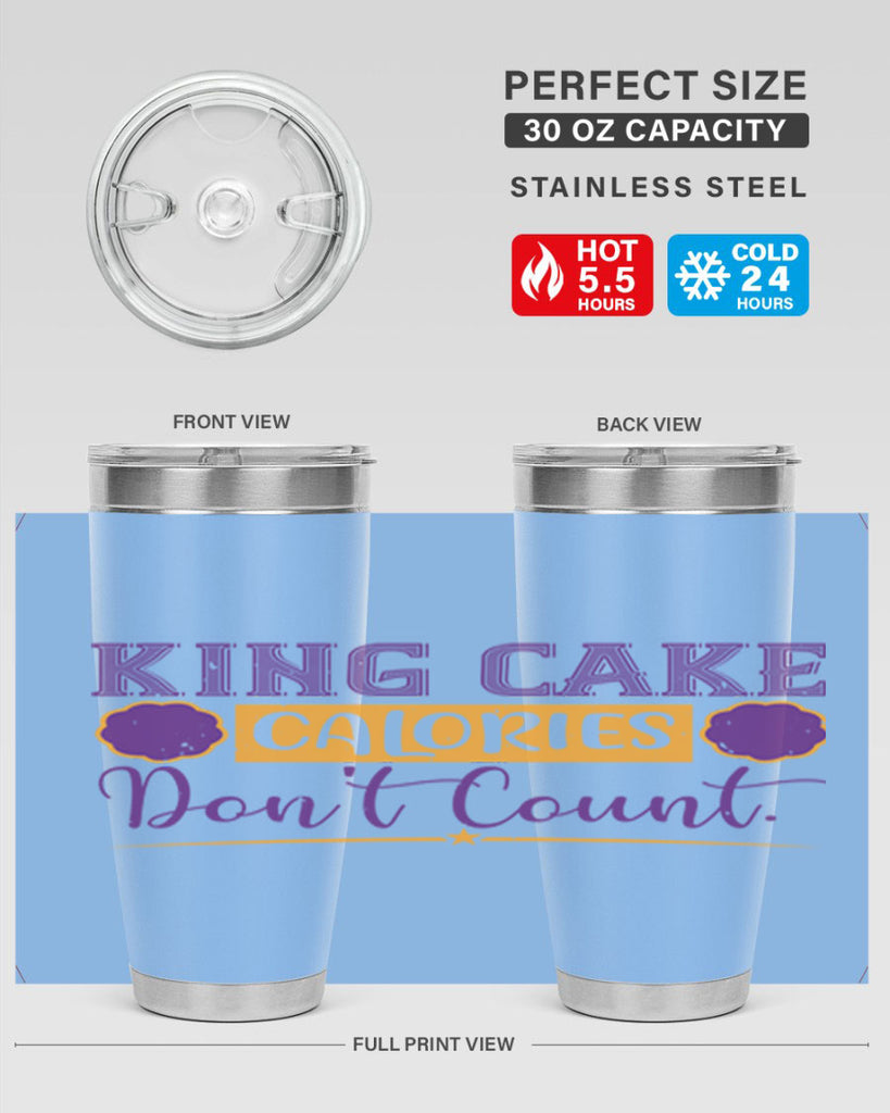 king cake calories dont count 54#- mardi gras- Tumbler