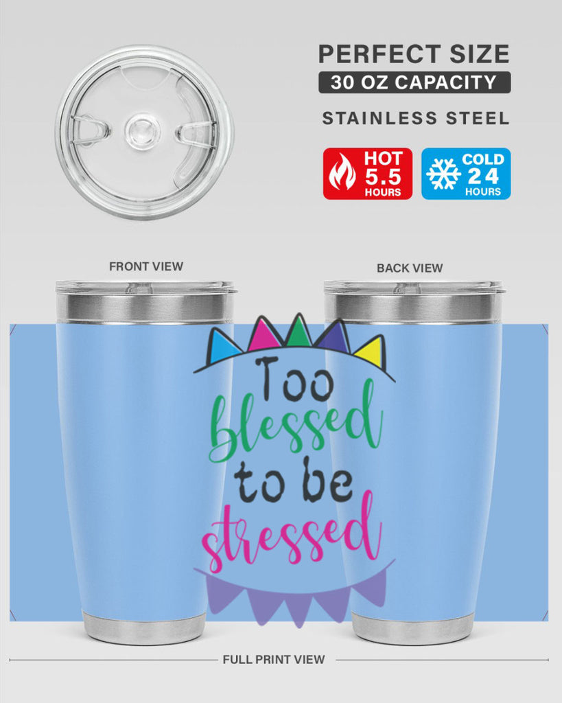 too blessed to be stressed- black words phrases- Cotton Tank