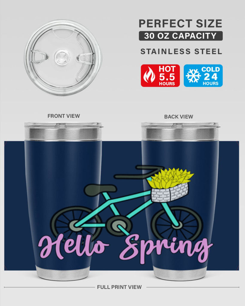 Hello Spring Bicycle with flowers189#- spring- Tumbler