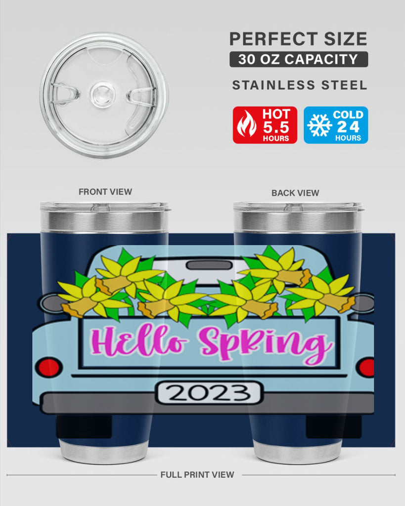 Hello Spring Farm truck with daffodils196#- spring- Tumbler
