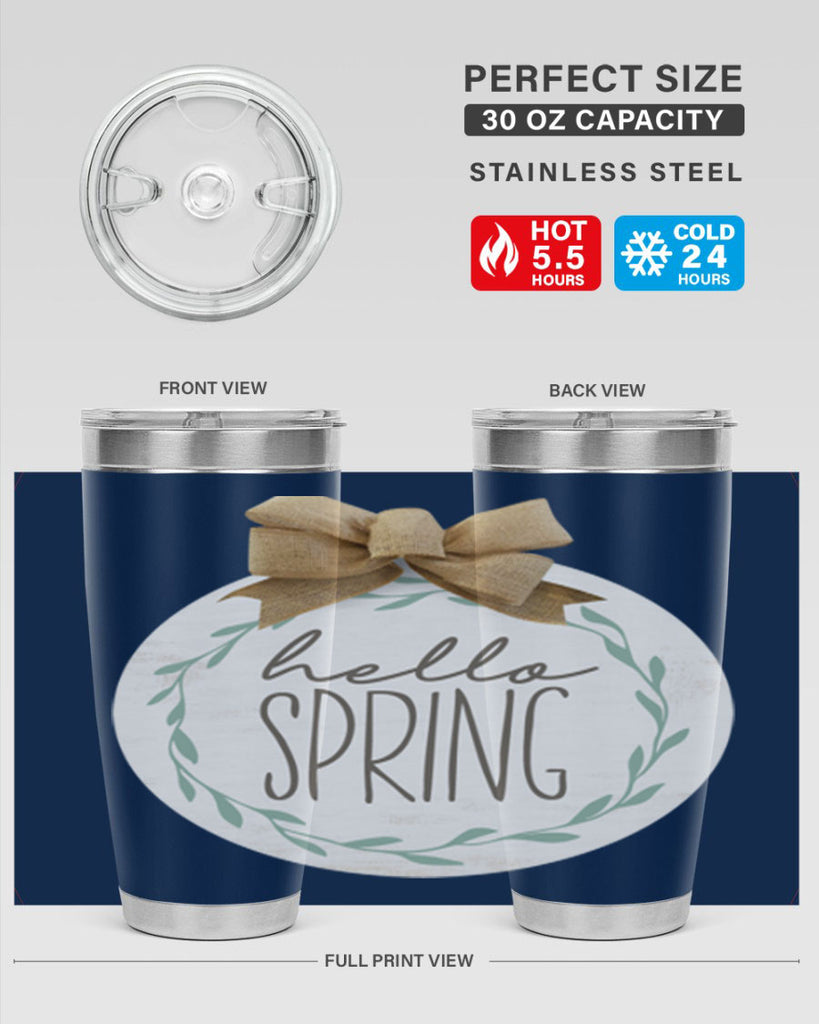 Hello Spring Wreath leaves Mockup209#- spring- Tumbler