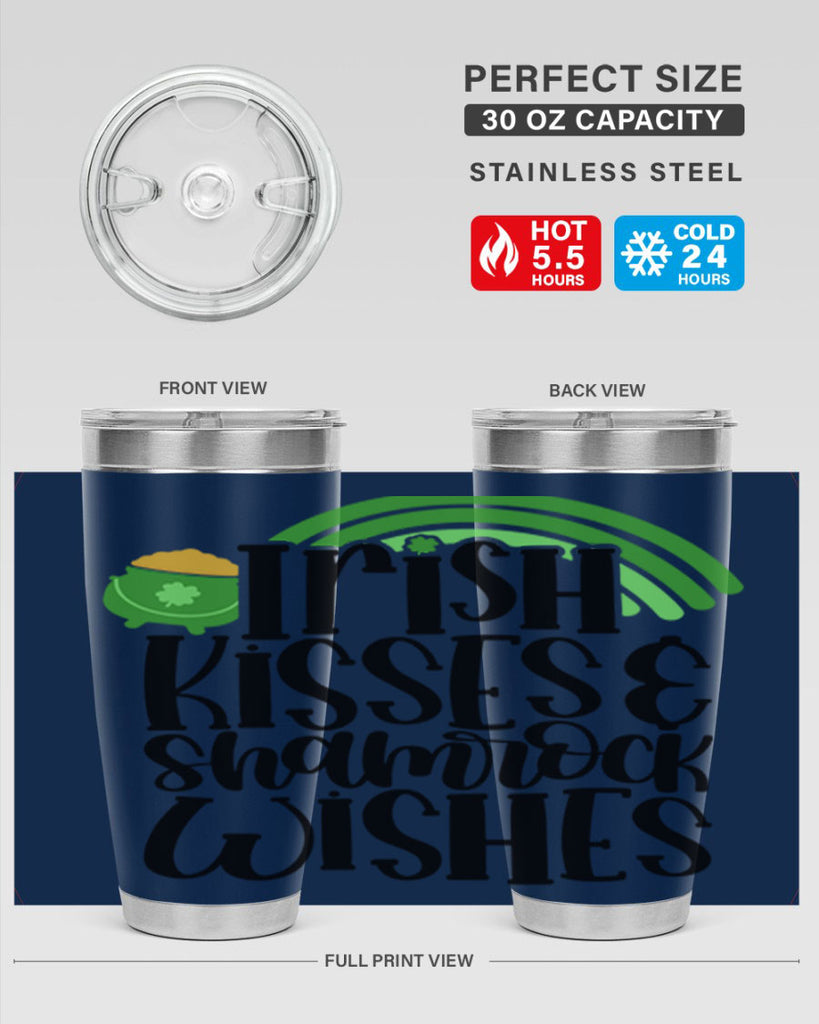 Irish Kisses Shamrock Wishes Style 80#- St Patricks Day- Tumbler