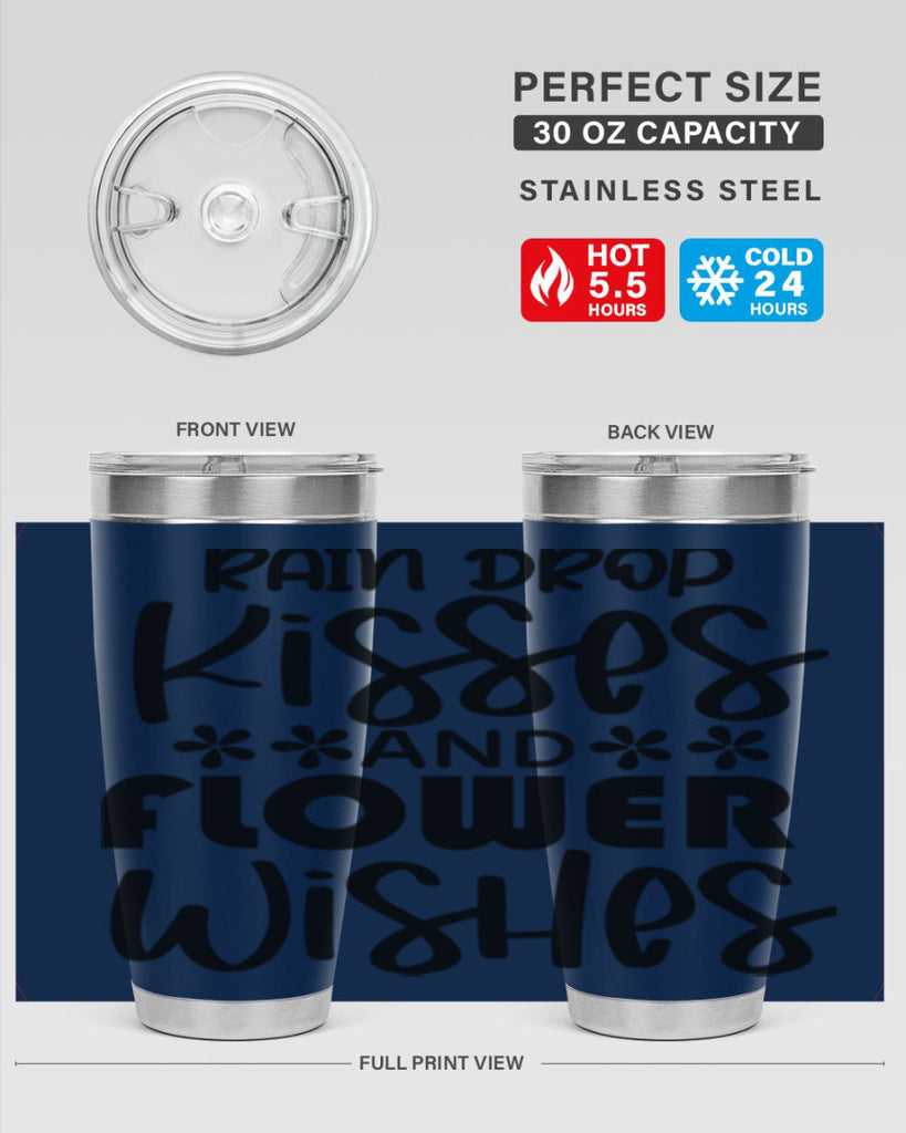 Rain drop kisses and flower 398#- spring- Tumbler