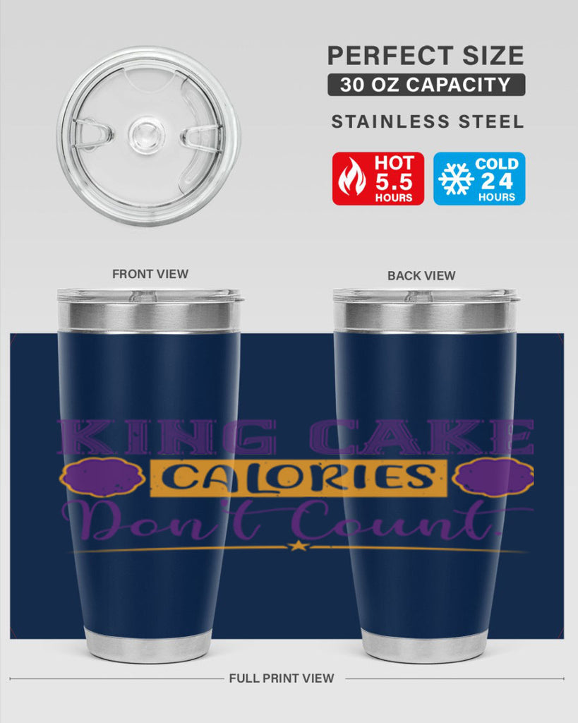 king cake calories dont count 54#- mardi gras- Tumbler