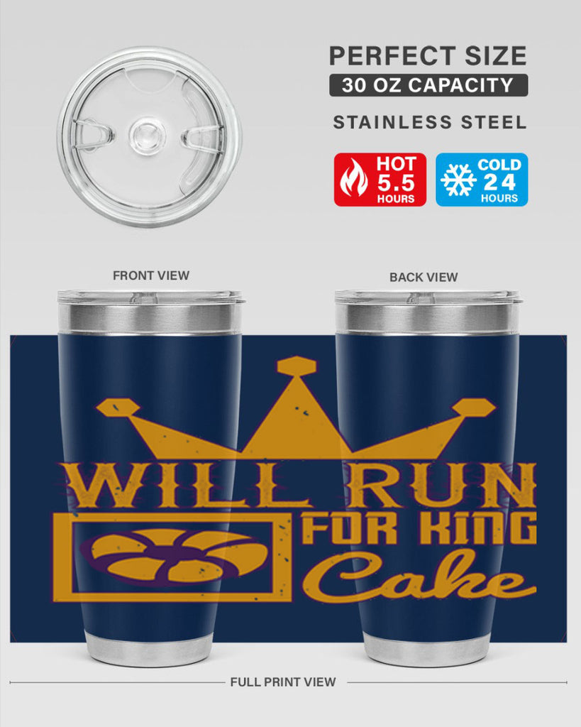 will run for king cake 28#- mardi gras- Tumbler