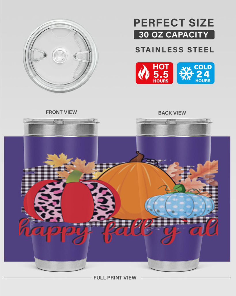 Happy Fall Yall Leopard 229#- fall- Tumbler