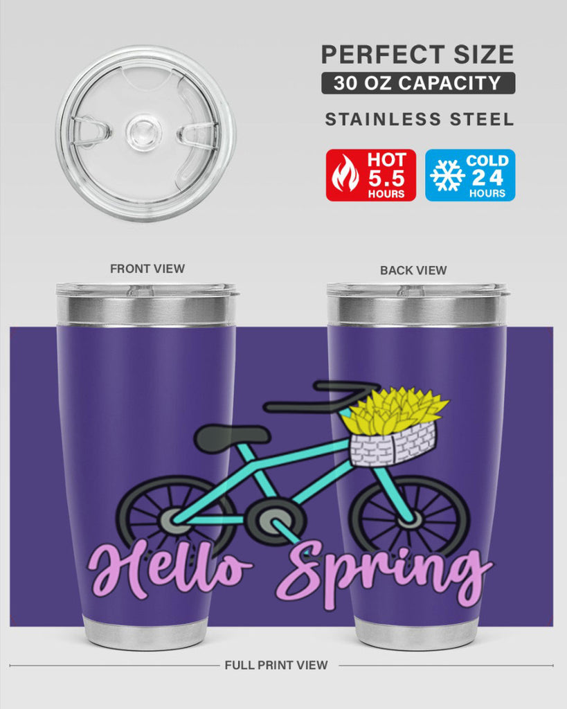 Hello Spring Bicycle with flowers189#- spring- Tumbler