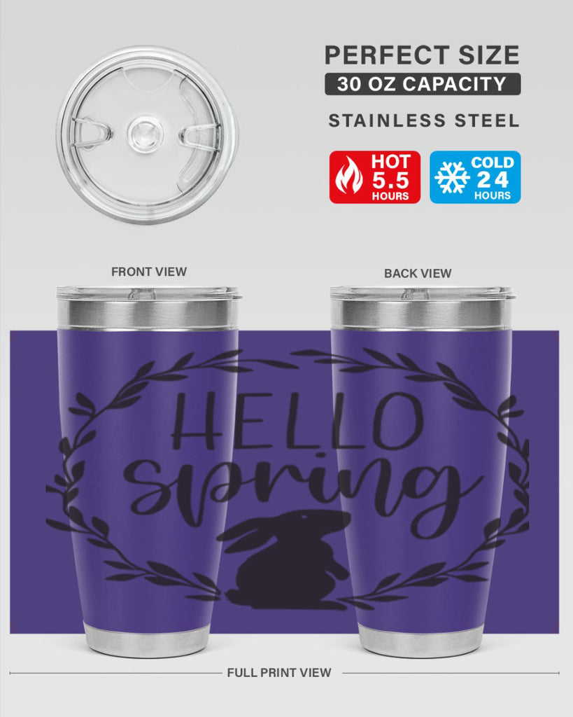Hello Spring Bunny Wreath192#- spring- Tumbler