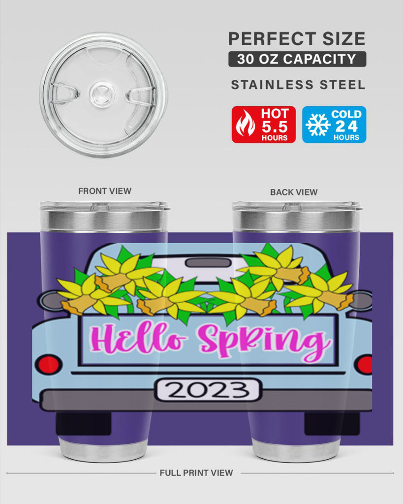 Hello Spring Farm truck with daffodils196#- spring- Tumbler