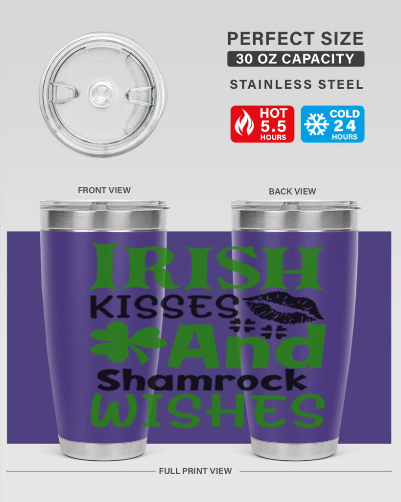Irish Kisses And Shamrock Wishes Style 156#- St Patricks Day- Tumbler