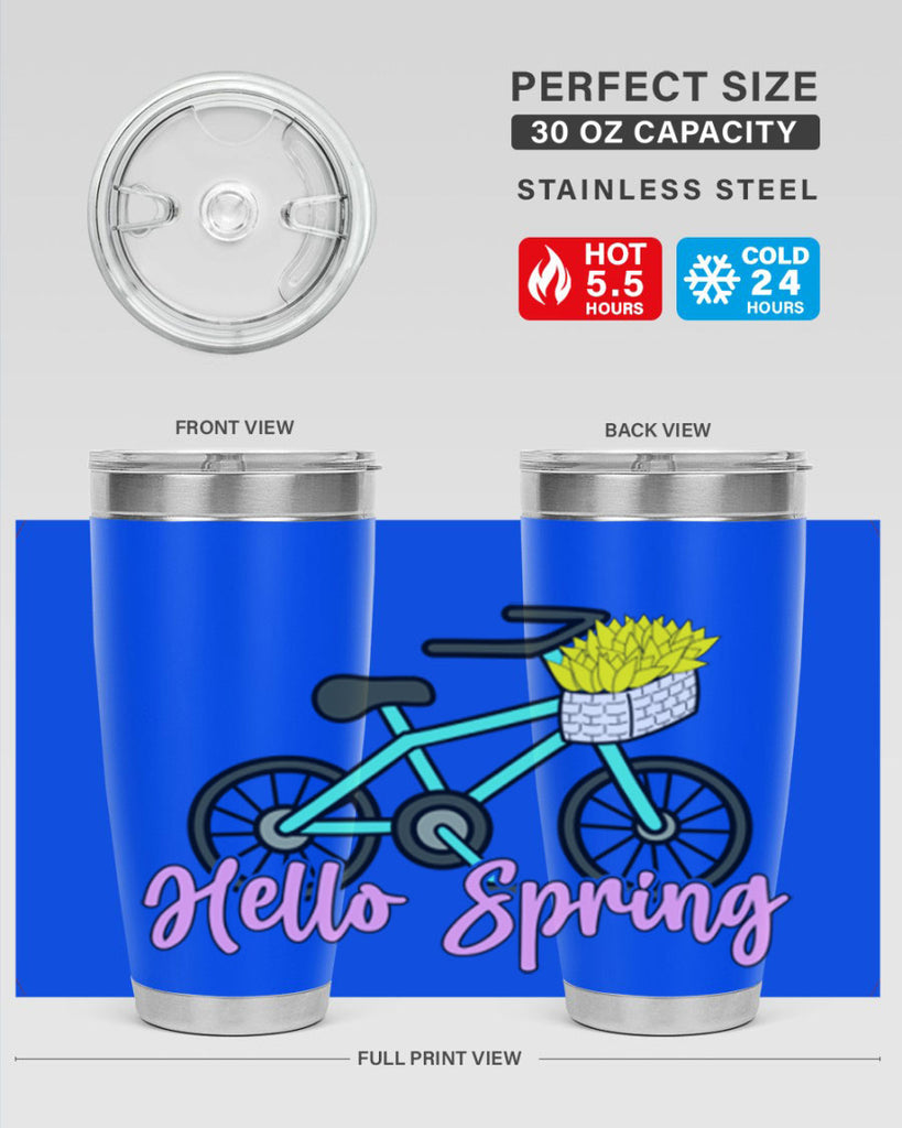 Hello Spring Bicycle with flowers189#- spring- Tumbler