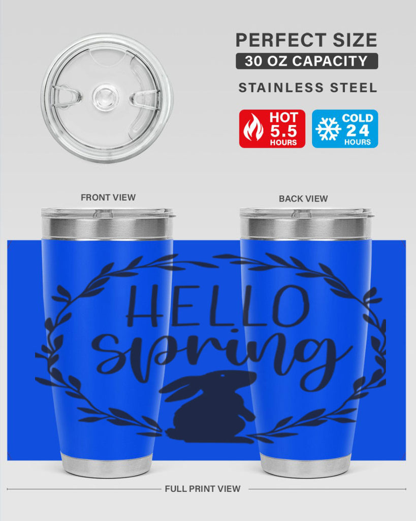 Hello Spring Bunny Wreath192#- spring- Tumbler