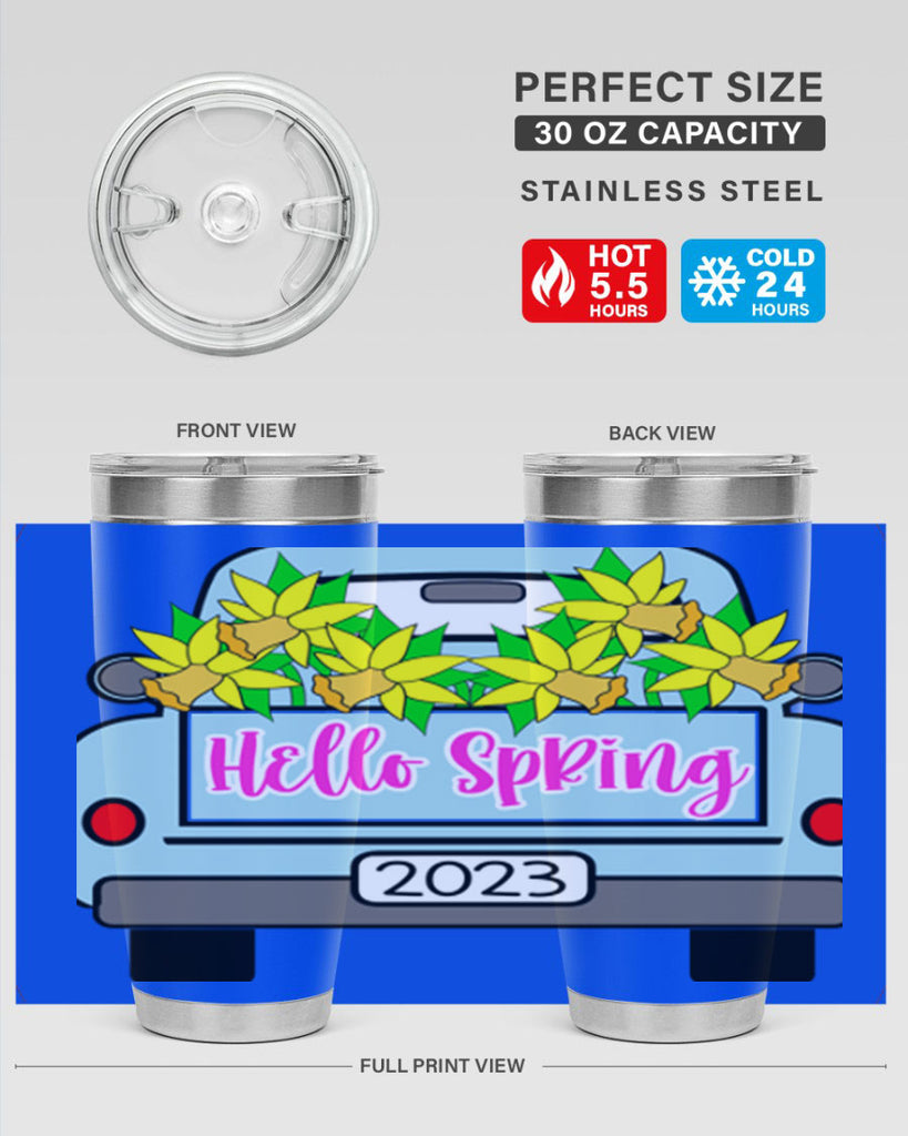 Hello Spring Farm truck with daffodils196#- spring- Tumbler