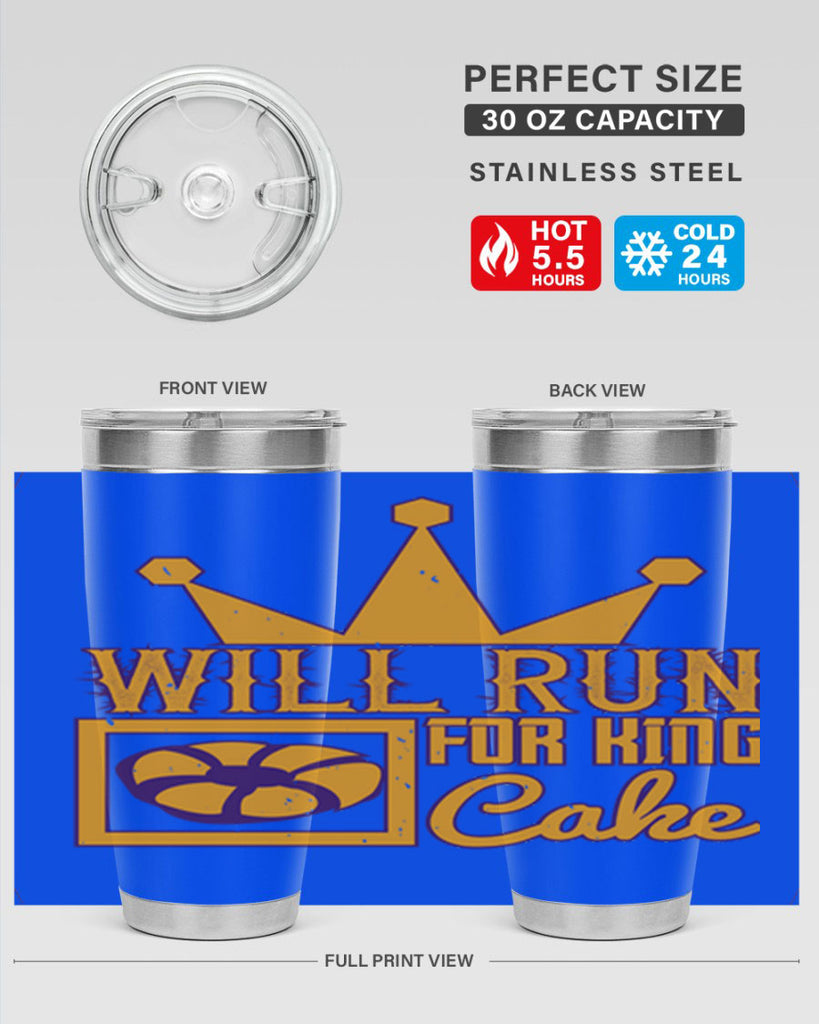 will run for king cake 28#- mardi gras- Tumbler