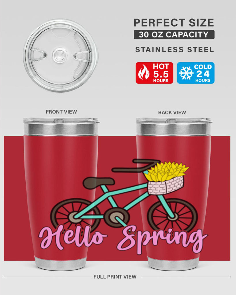 Hello Spring Bicycle with flowers189#- spring- Tumbler