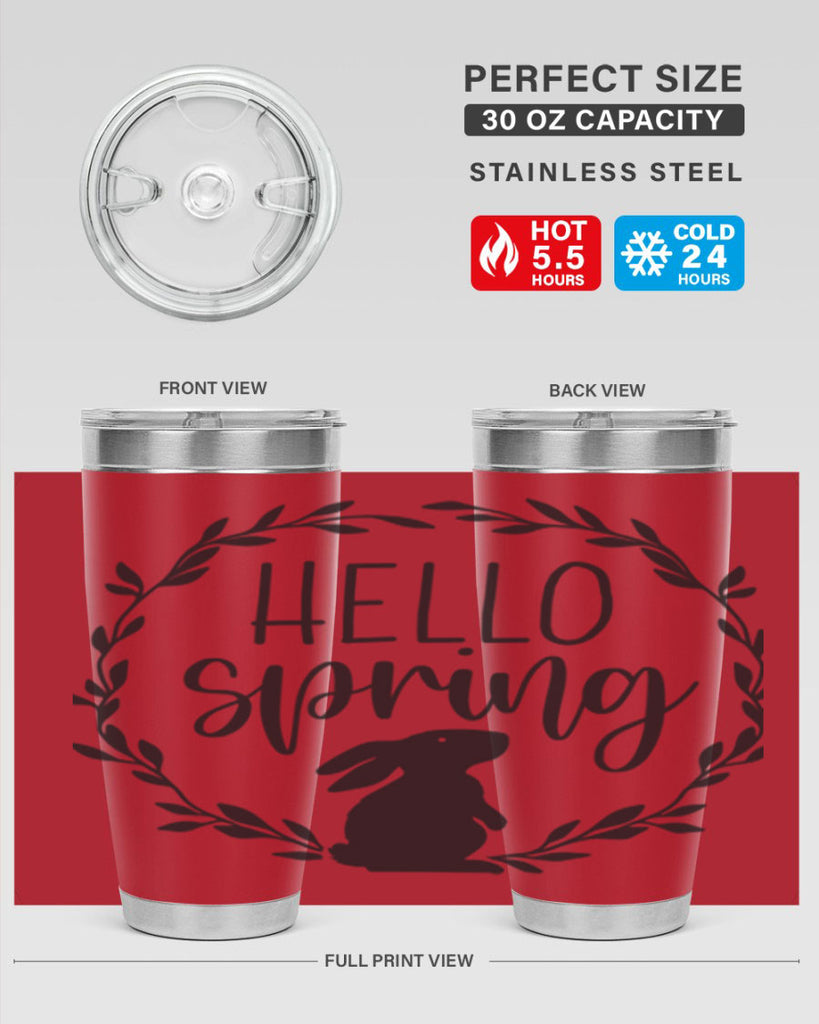 Hello Spring Bunny Wreath192#- spring- Tumbler