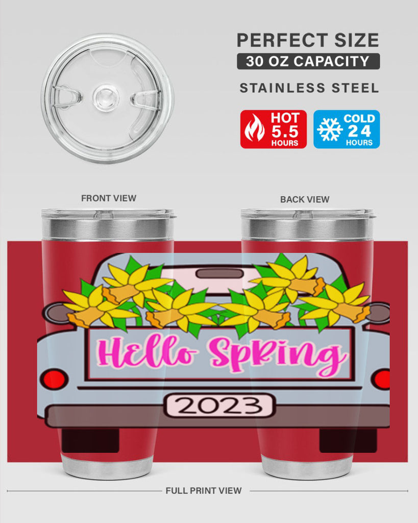 Hello Spring Farm truck with daffodils196#- spring- Tumbler