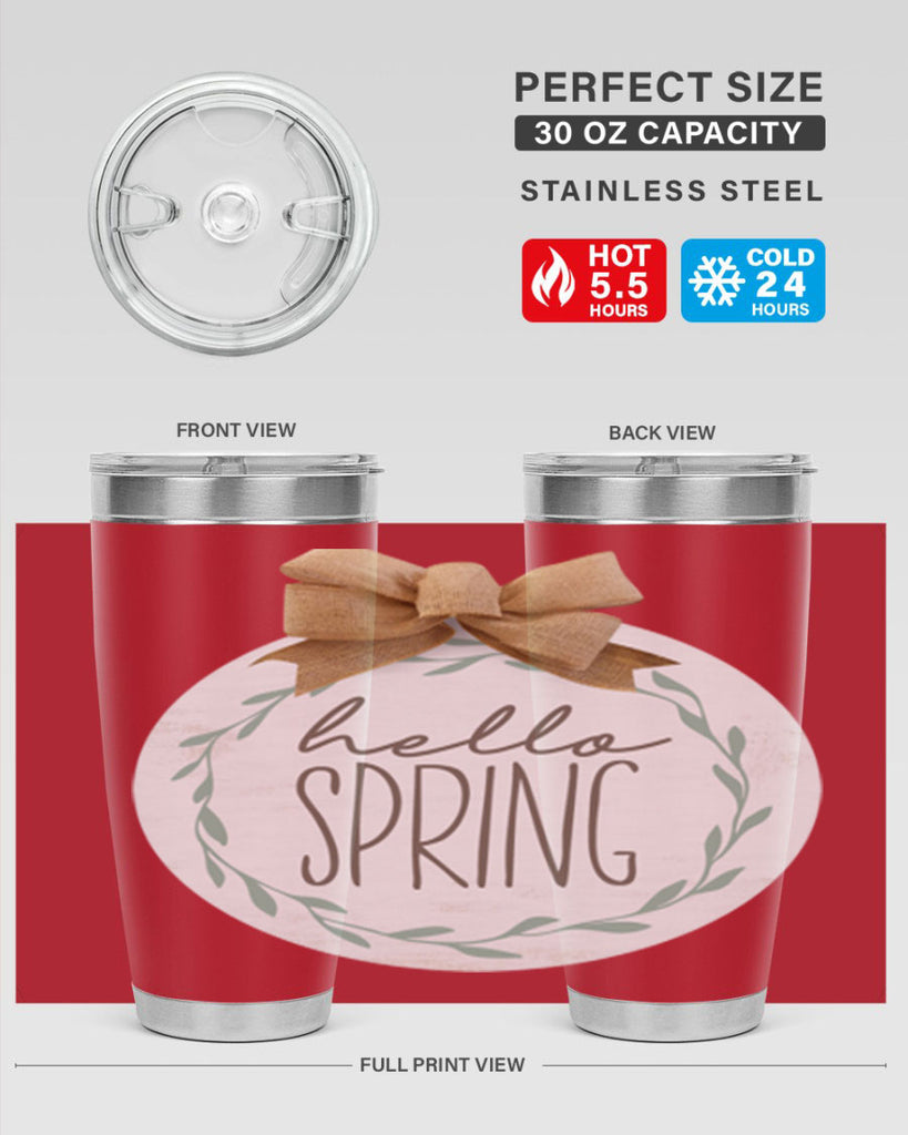 Hello Spring Wreath leaves Mockup209#- spring- Tumbler