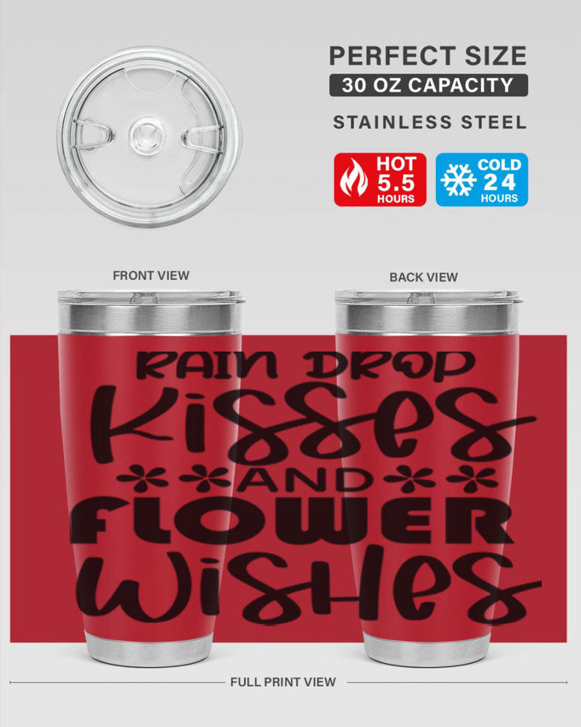 Rain drop kisses and flower 398#- spring- Tumbler
