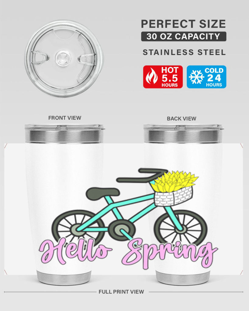 Hello Spring Bicycle with flowers189#- spring- Tumbler