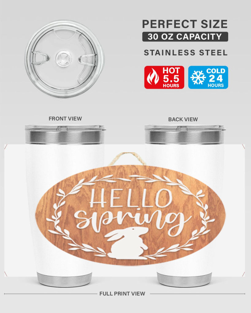 Hello Spring Bunny Wreath Mockup191#- spring- Tumbler
