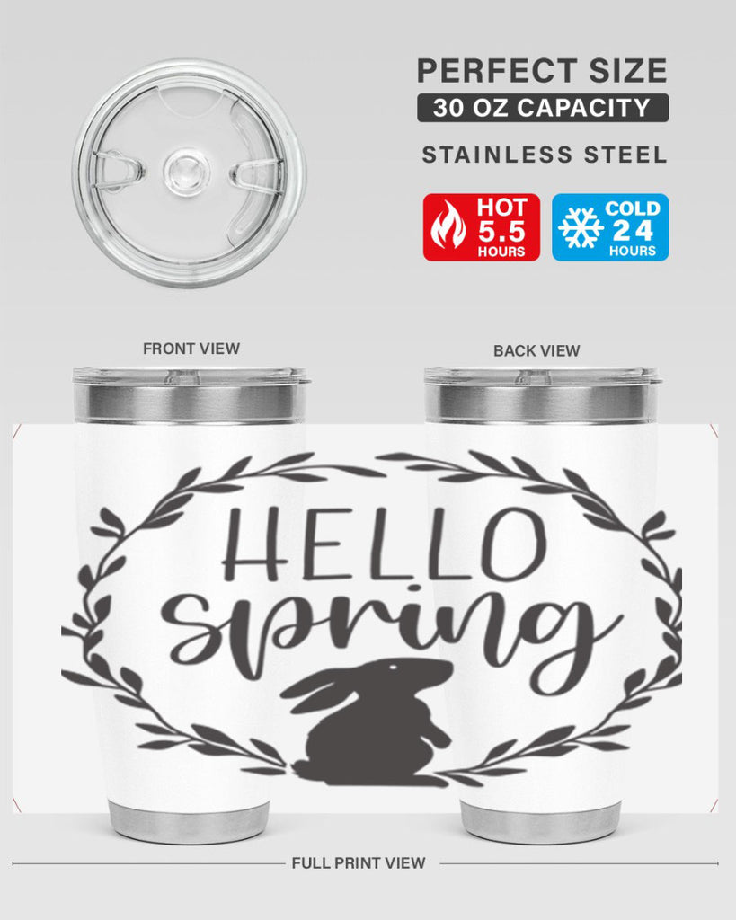 Hello Spring Bunny Wreath192#- spring- Tumbler