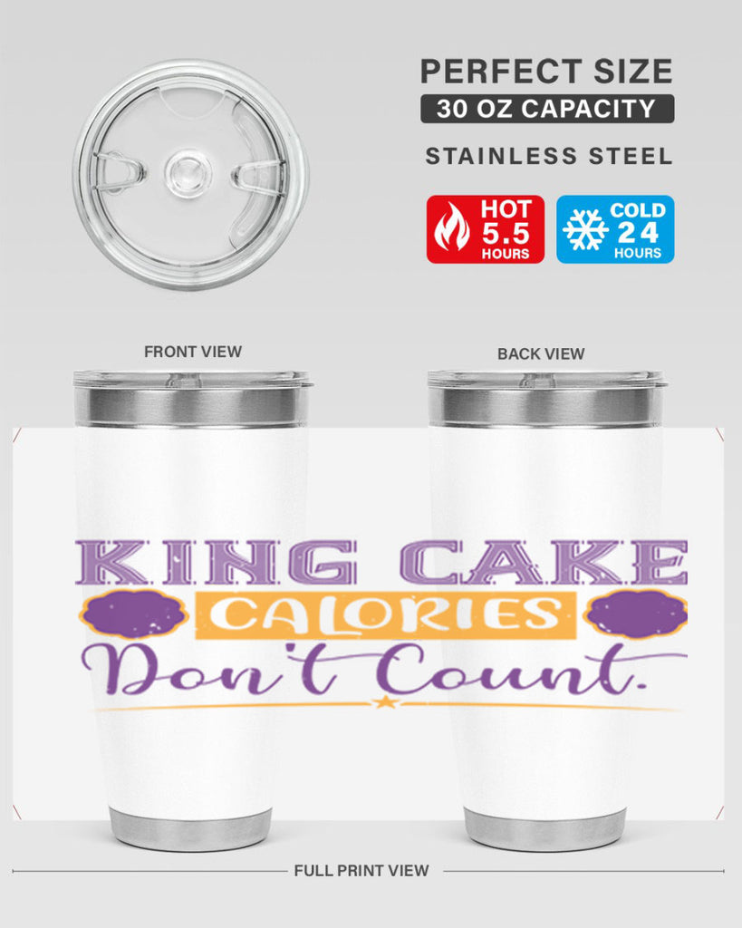 king cake calories dont count 54#- mardi gras- Tumbler
