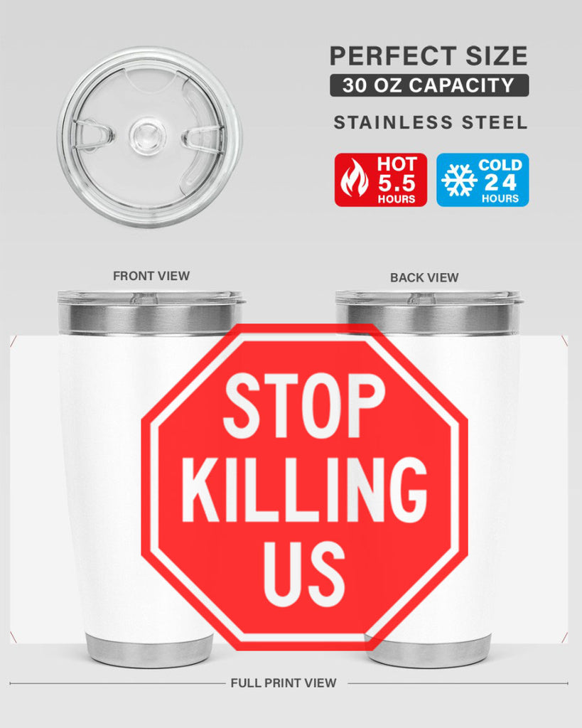 stop killing us 25#- black words phrases- Cotton Tank