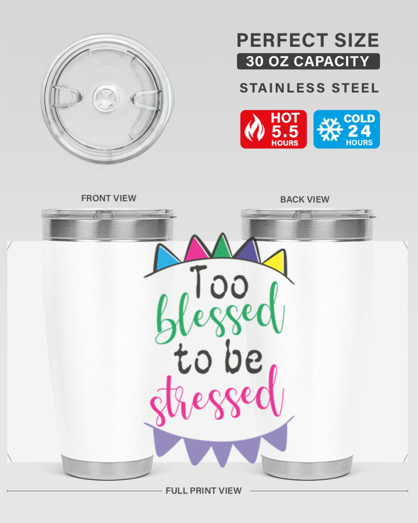 too blessed to be stressed- black words phrases- Cotton Tank