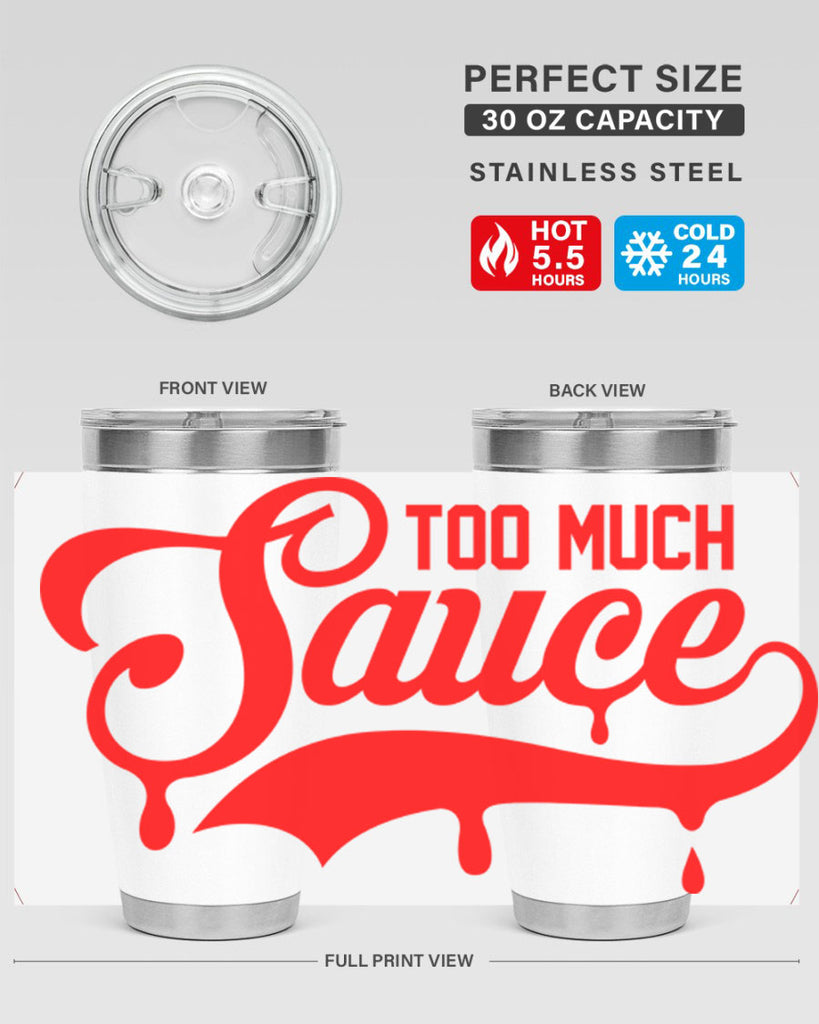 too much sauce 18#- black words phrases- Cotton Tank