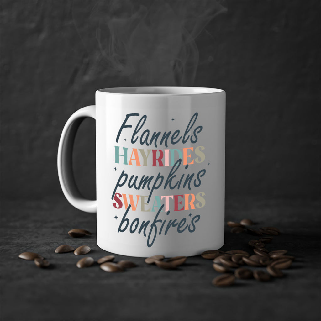 Flannels Hayrides Pumpkins Sweaters Bonfires 184#- fall-Mug / Coffee Cup