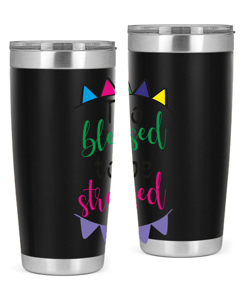 too blessed to be stressed- black words phrases- Cotton Tank